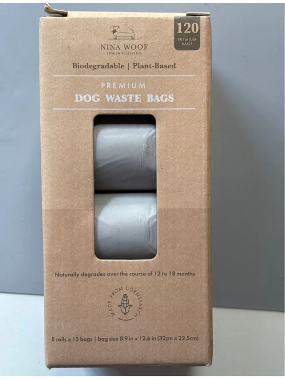 NWT Nina Woof Biodegradable Plant-Based Premium Dog Waste Bags - 120 Count